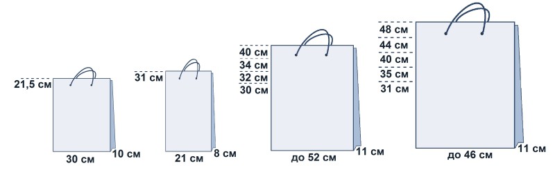 Размеры бумажных пакетов